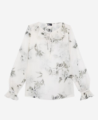 The Kooples F ECRU printed top with ruffles