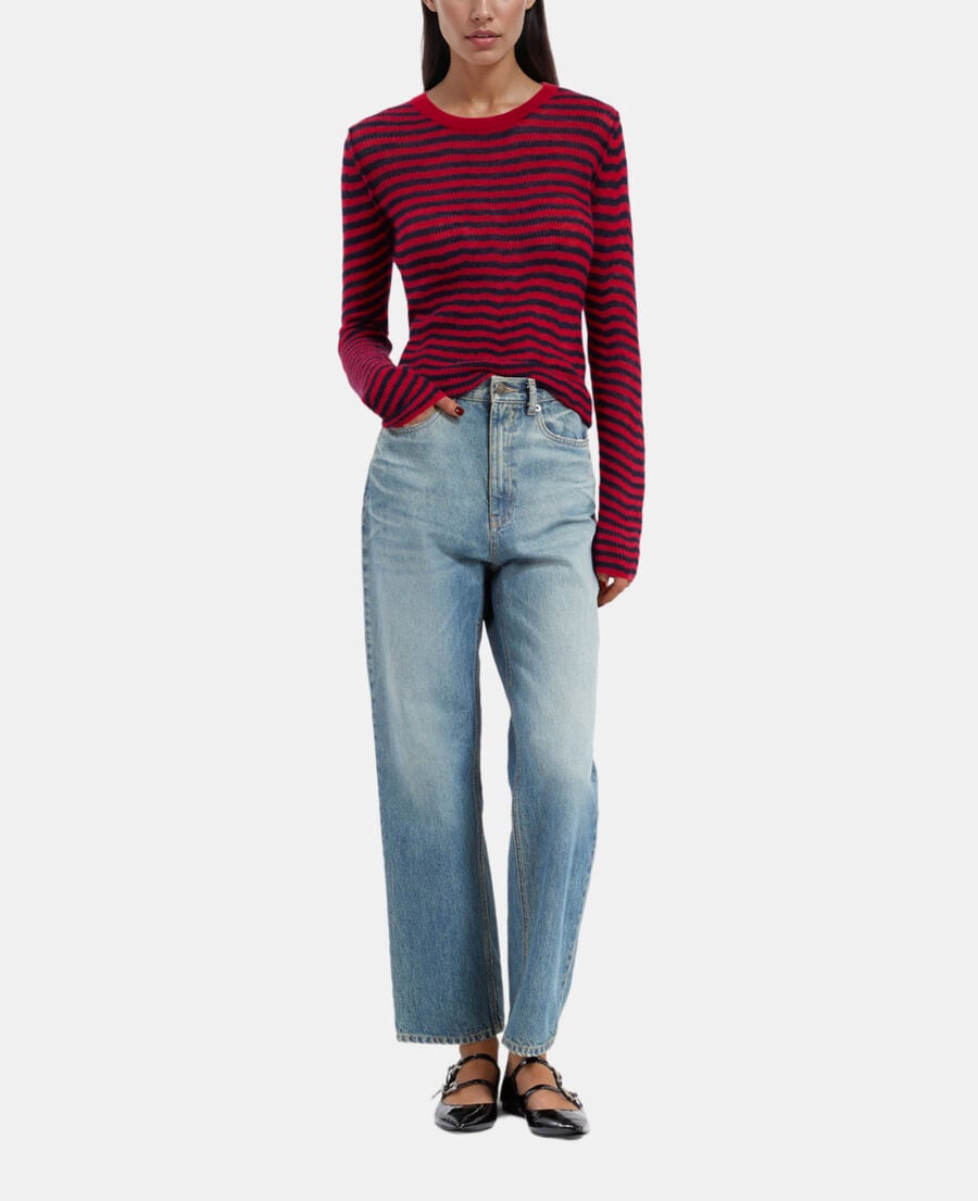 The Kooples FEMME RED / BLUE pull en mohair à rayures