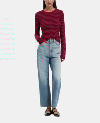 The Kooples FEMME RED / BLUE pull en mohair à rayures