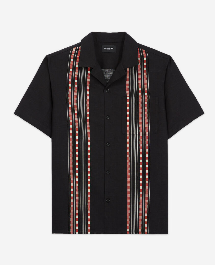 The Kooples H BLACK - RED patterned shirt with contrasting stripes