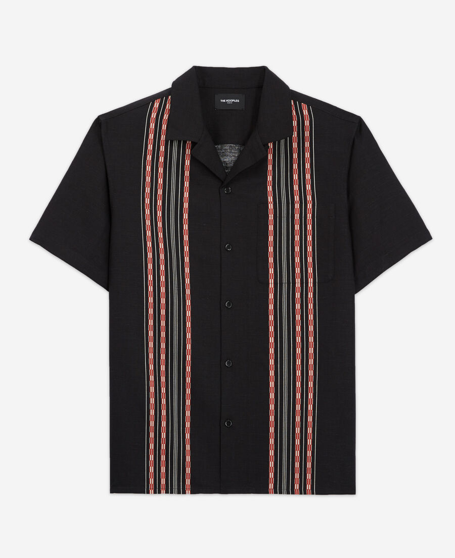 The Kooples H BLACK - RED patterned shirt with contrasting stripes
