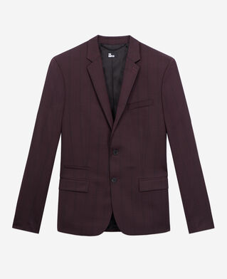 The Kooples H BORDEAUX burgundy checked wool suit jacket