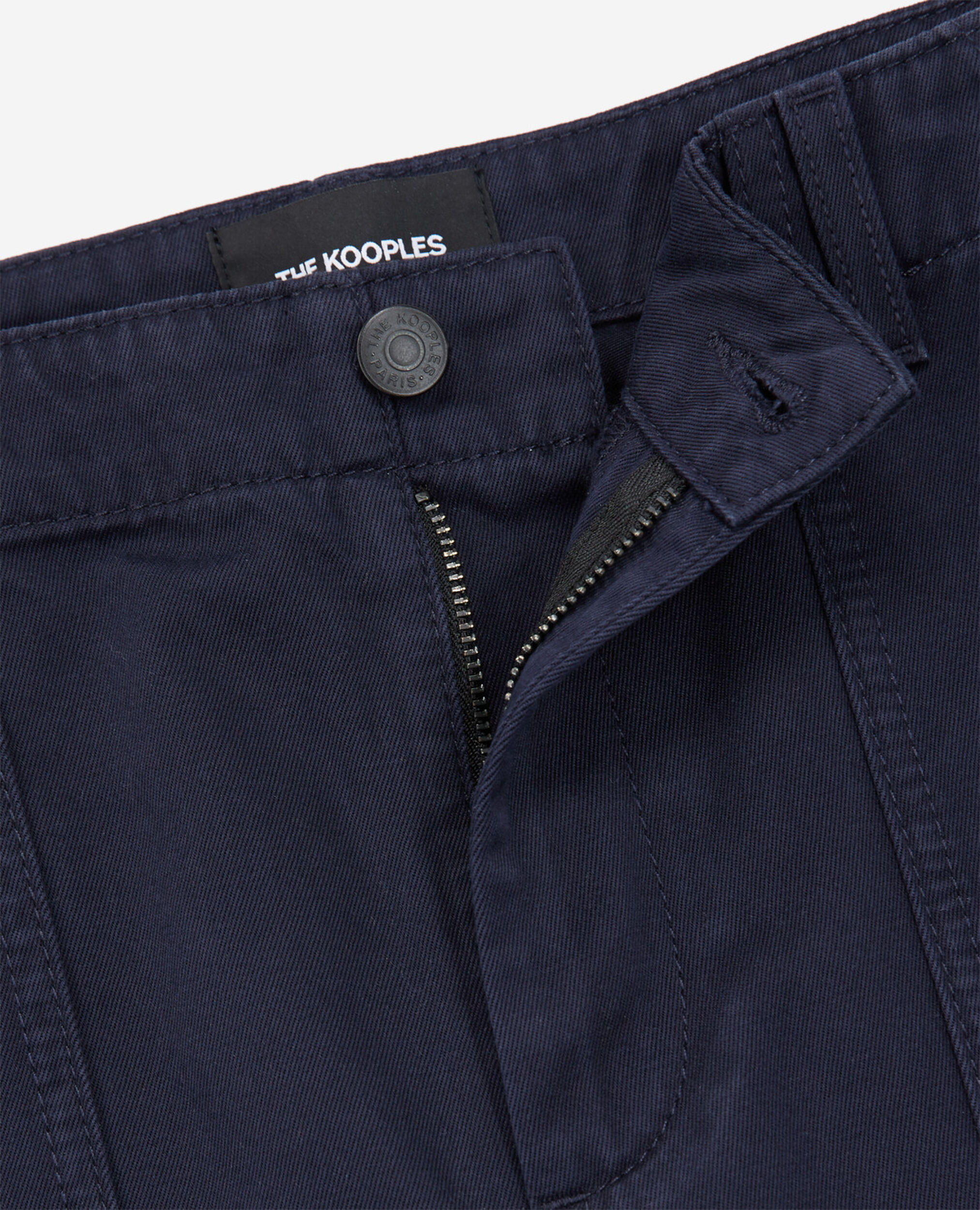 Long navy blue cotton shorts with four pockets, NAVY, hi-res image number null