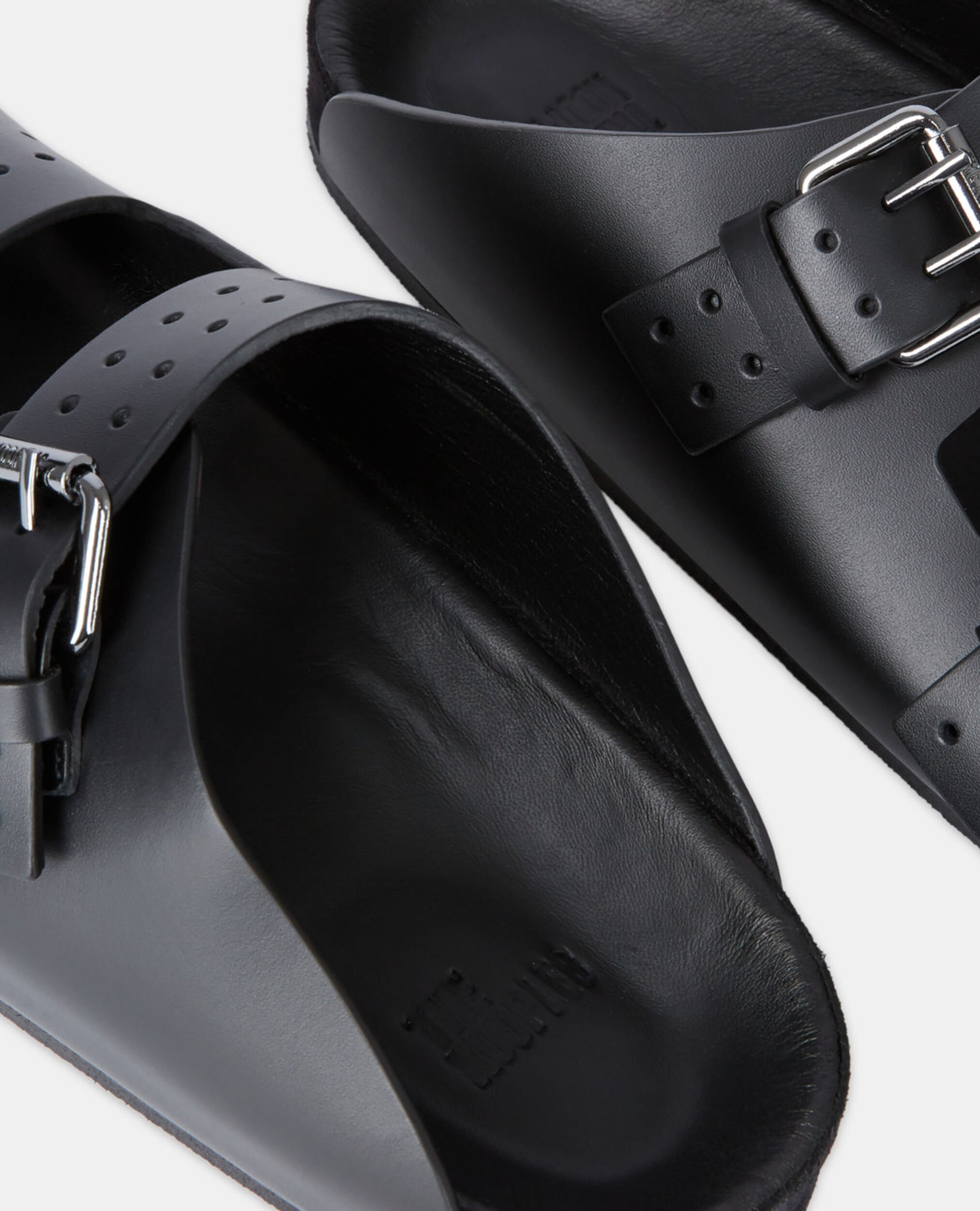 Sandales en cuir noir, BLACK, hi-res image number null