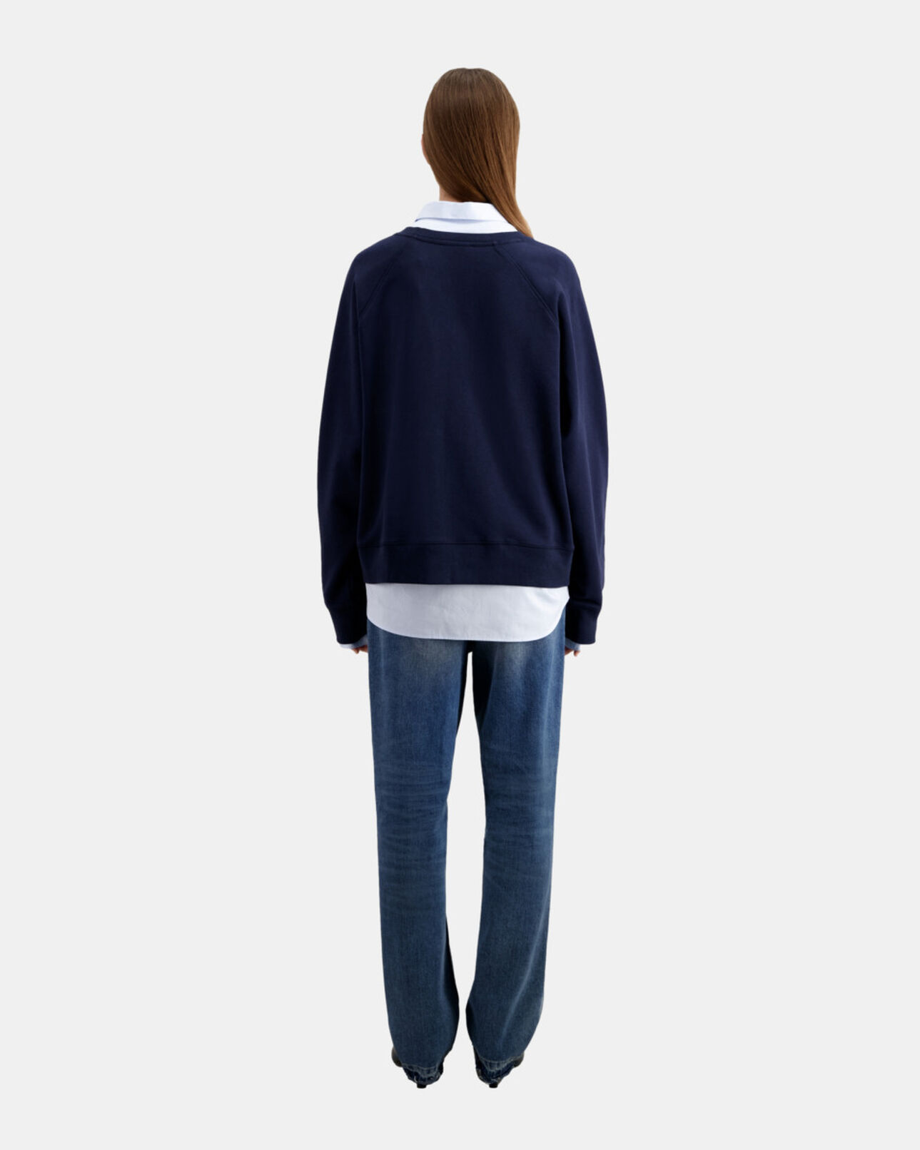 The Kooples FEMME NAVY sweatshirt bleu marine avec sérigraphie 11 rue de prony