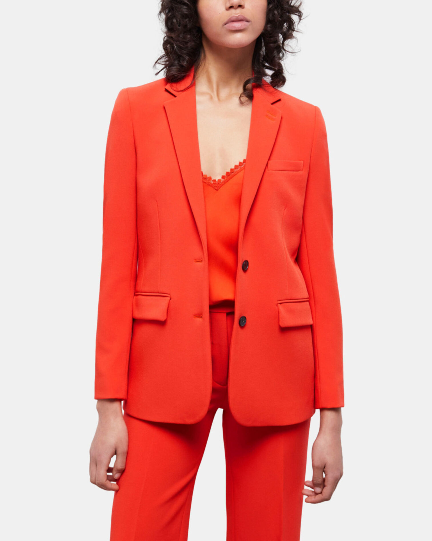 Veste tailleur orange en crêpe, ORANGE, hi-res image number null