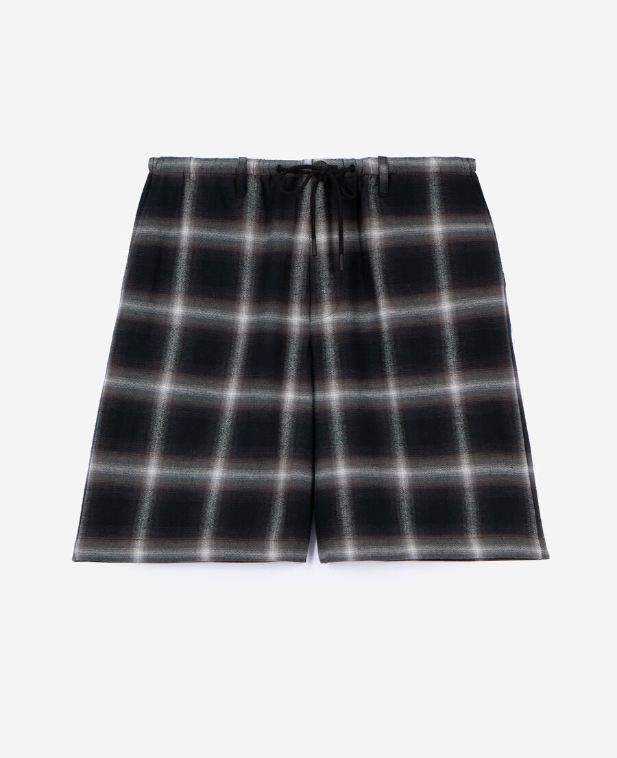 The Kooples H BLACK GREY WHITE black checked bermuda shorts