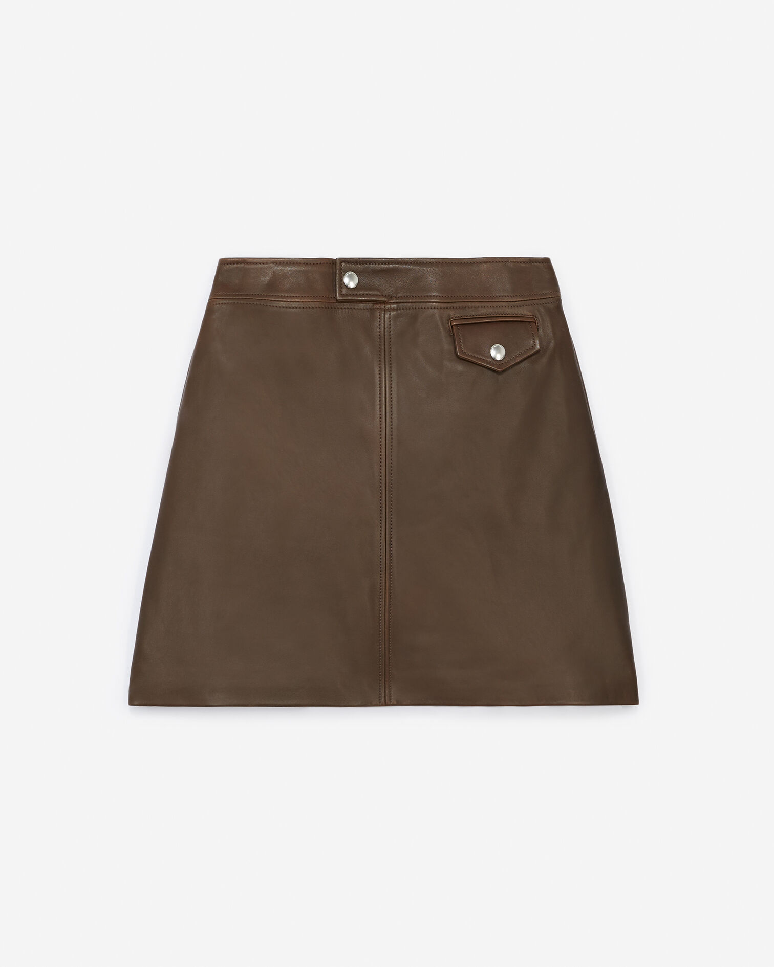 Jupe courte en cuir marron, BLACK VINTAGE, hi-res image number null