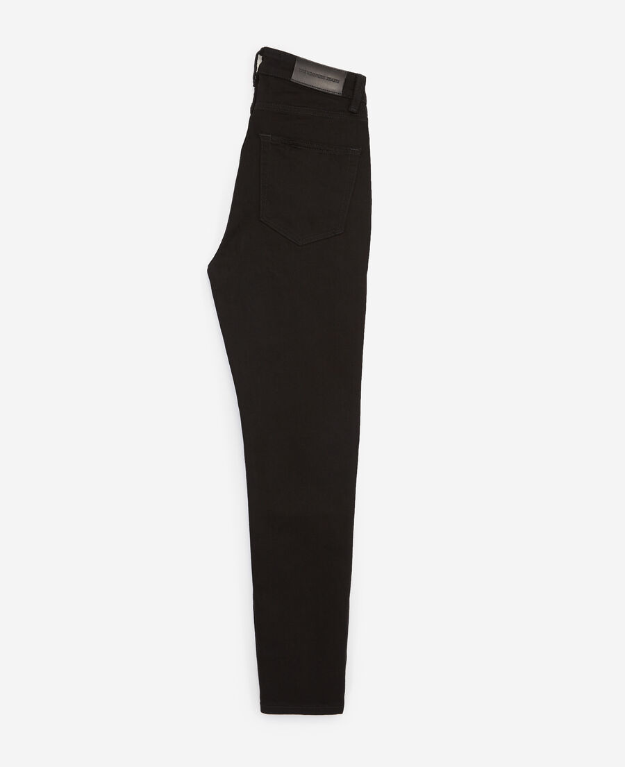 slim-fit black jeans with buttons