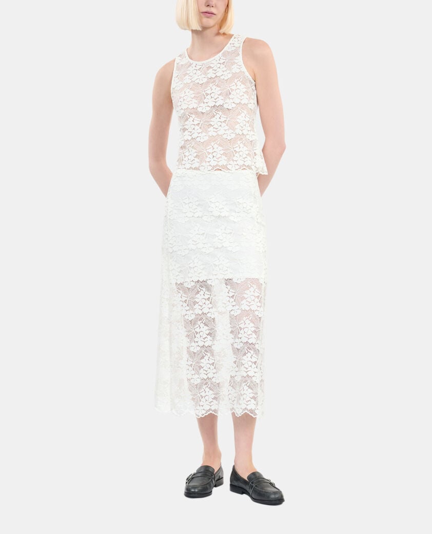 The Kooples FEMME ECRU top sans manches en dentelle écrue