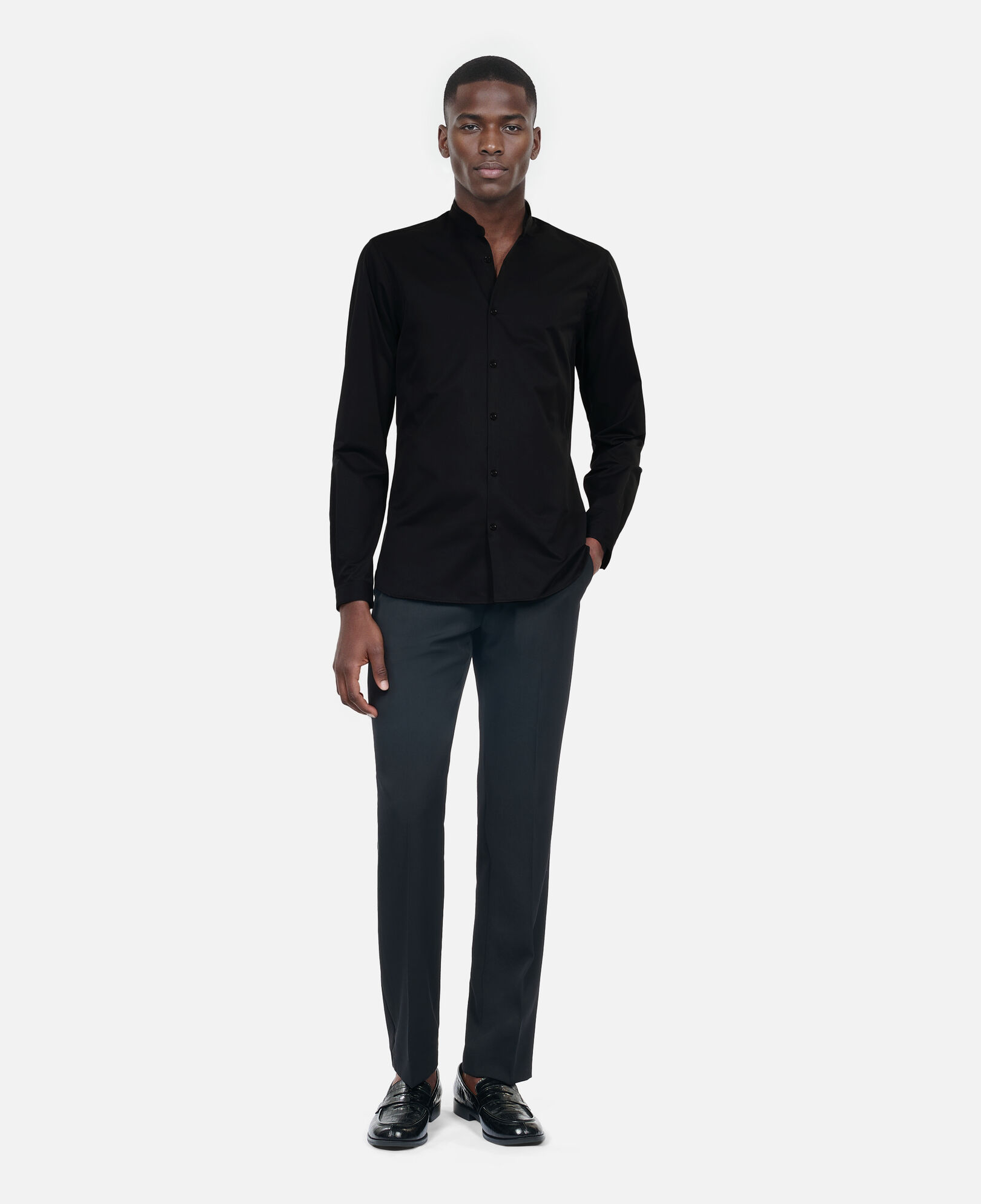 The Kooples HERREN BLACK schwarzes hemd aus smart-twill