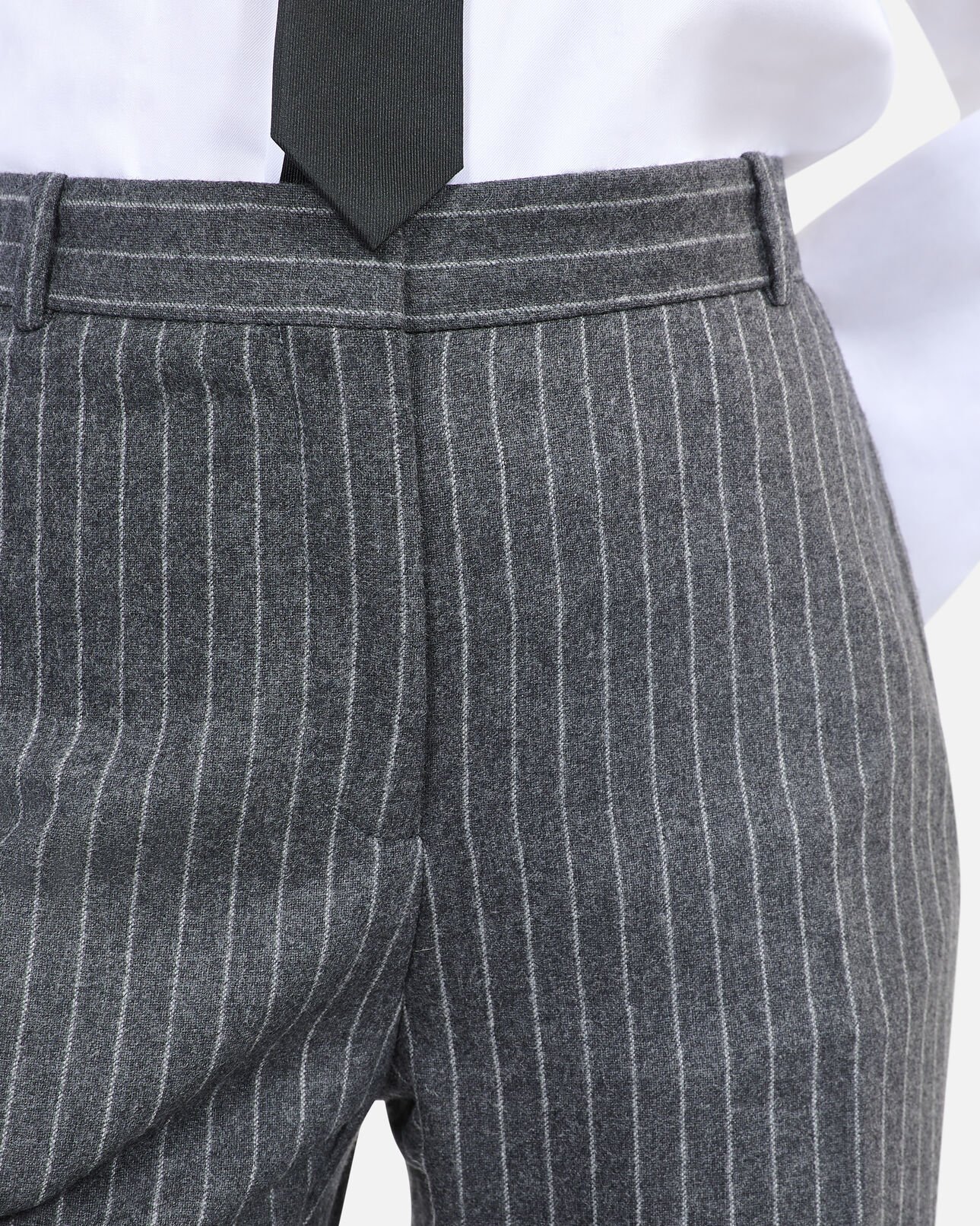 The Kooples WOMEN LIGHT GREY straight striped tailored pants
