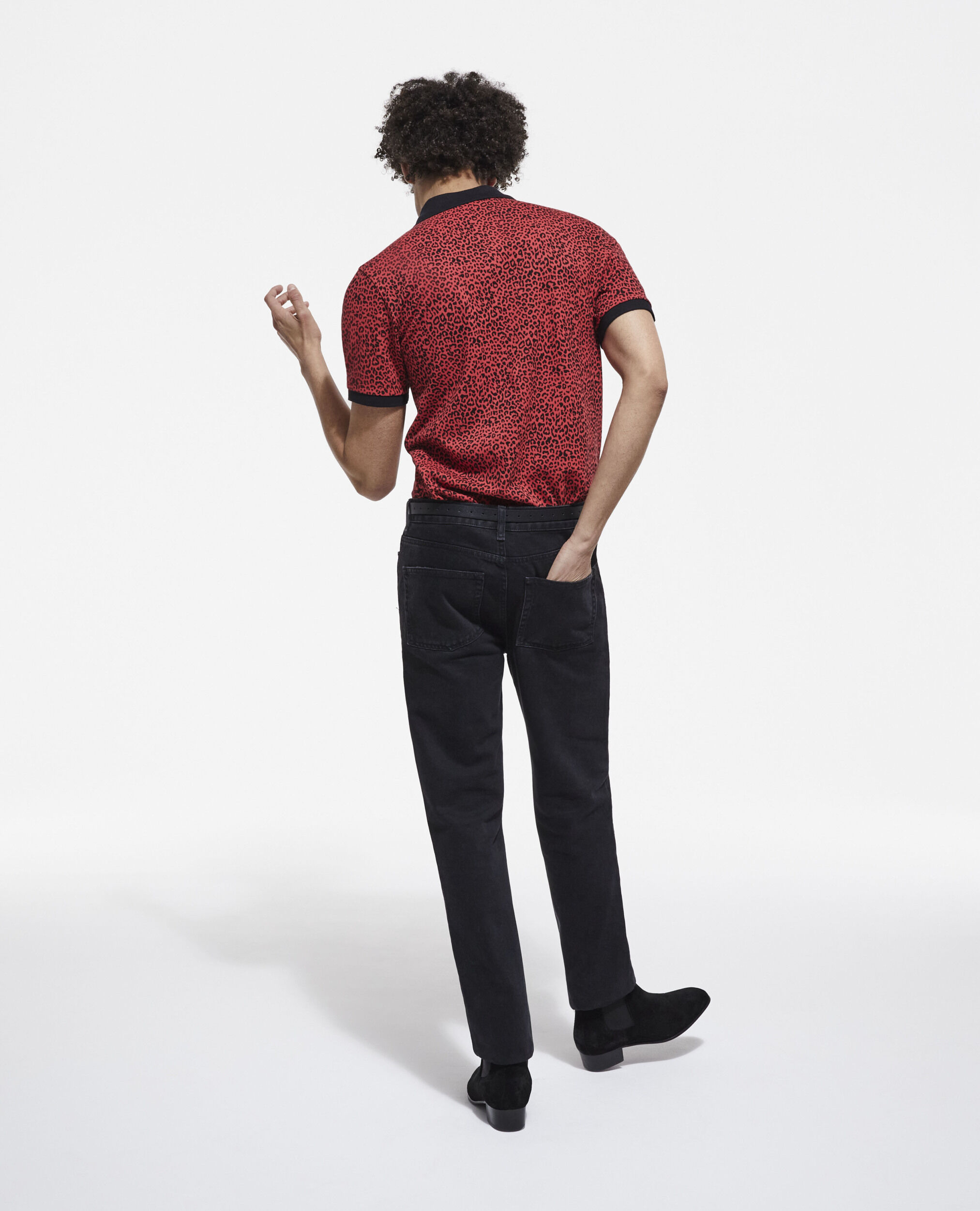 Red polo with leopard print, DARK RED, hi-res image number null