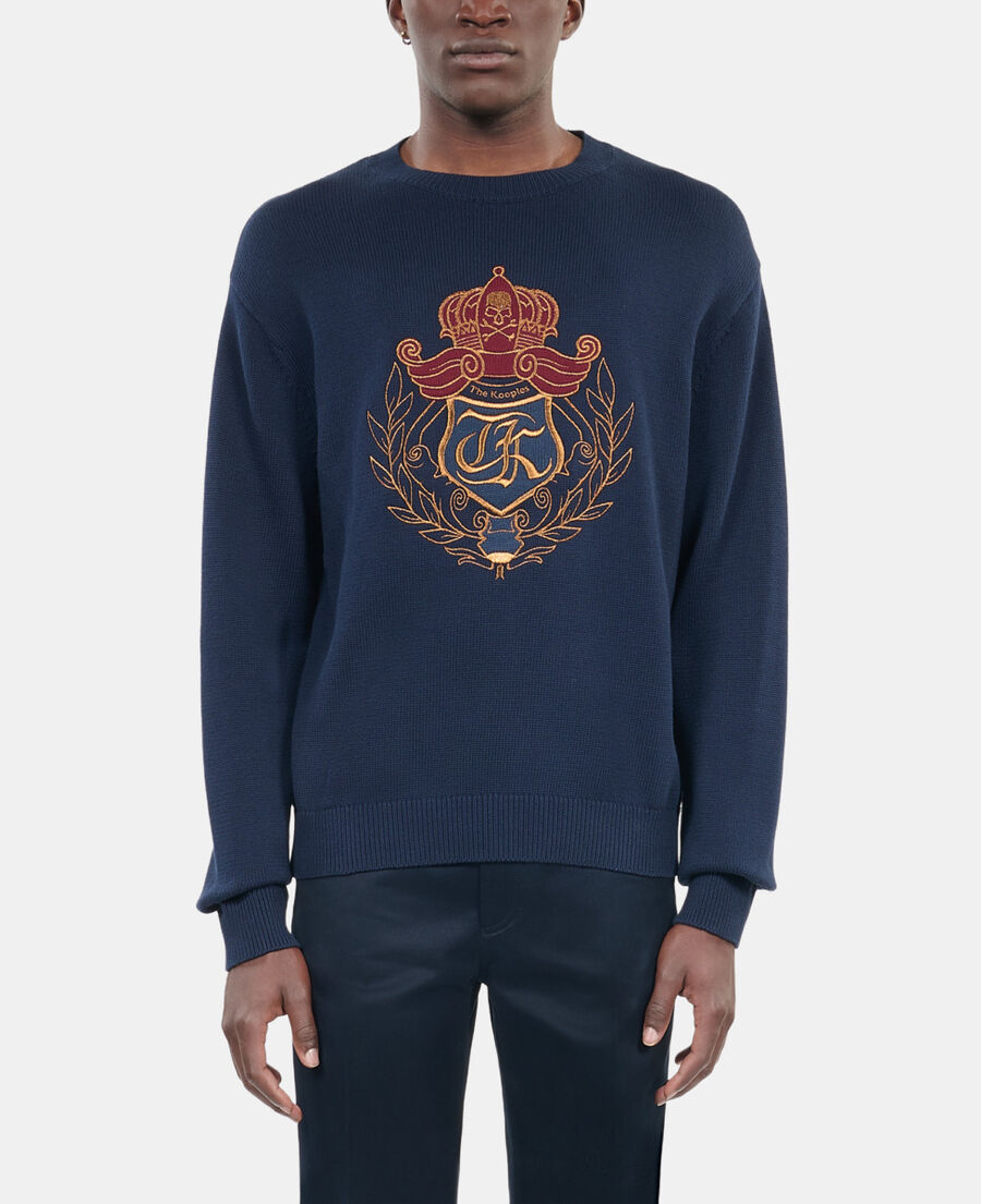 The Kooples HOMME NAVY pull en coton bleu marine