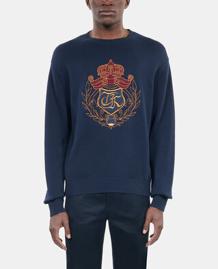 The Kooples HOMME NAVY pull en coton bleu marine