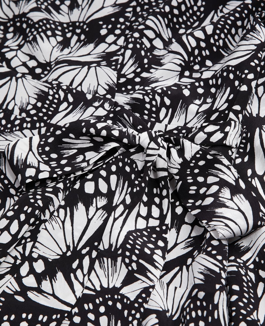 The Kooples FEMME BLACK WHITE robe portefeuille courte imprimée