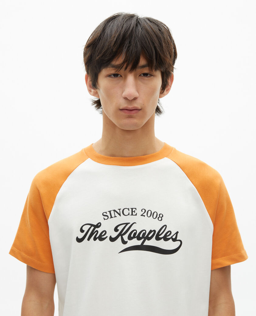 The Kooples MEN ECRU t-shirt with ecru logo screen print