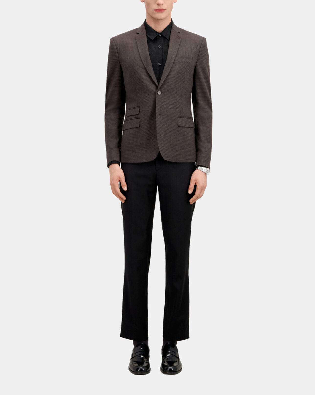The Kooples MEN BROWN / BLACK brown houndstooth wool suit jacket