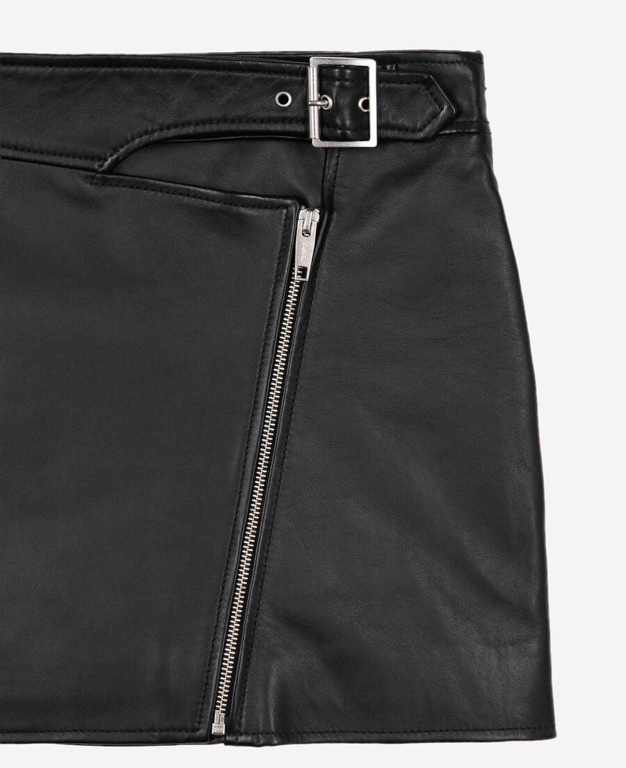 The Kooples FEMME BLACK jupe en cuir avec zip noire