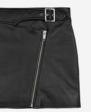 The Kooples FEMME BLACK jupe en cuir avec zip noire