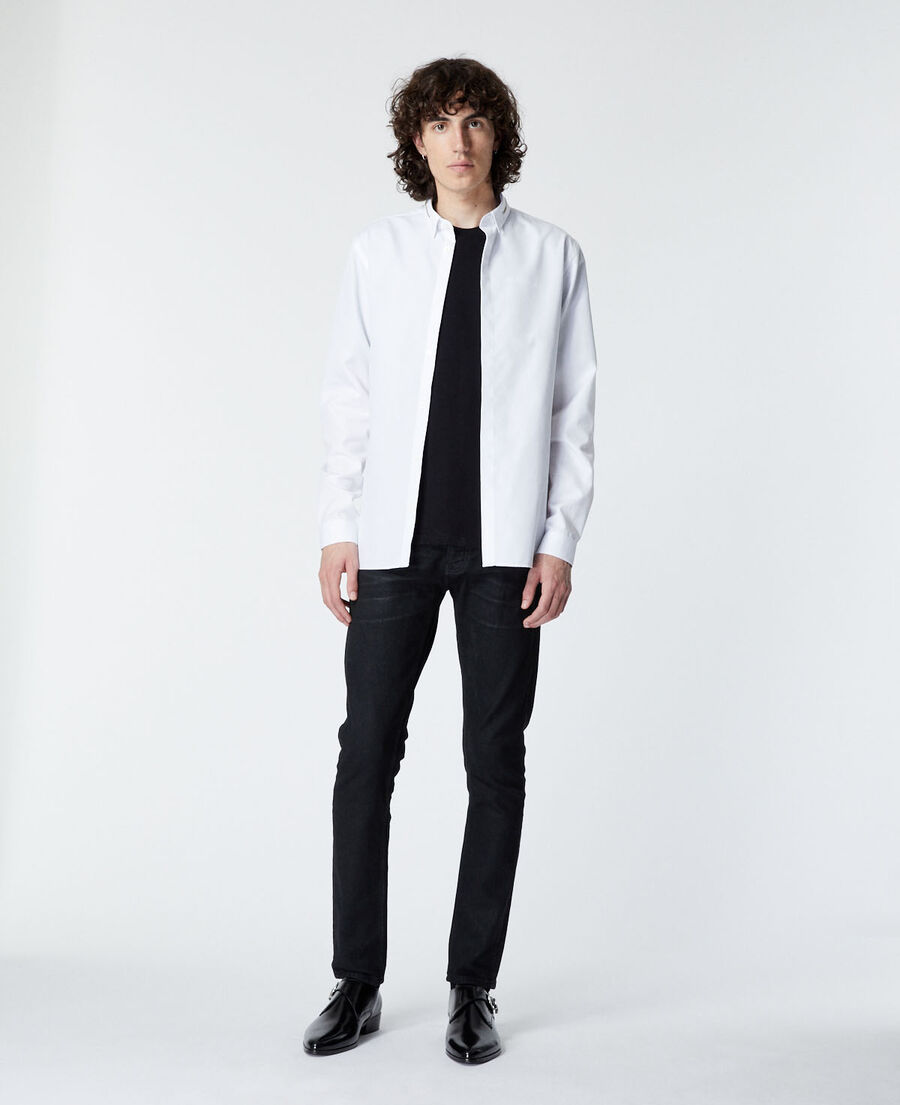 White cotton shirt with inlaid zip