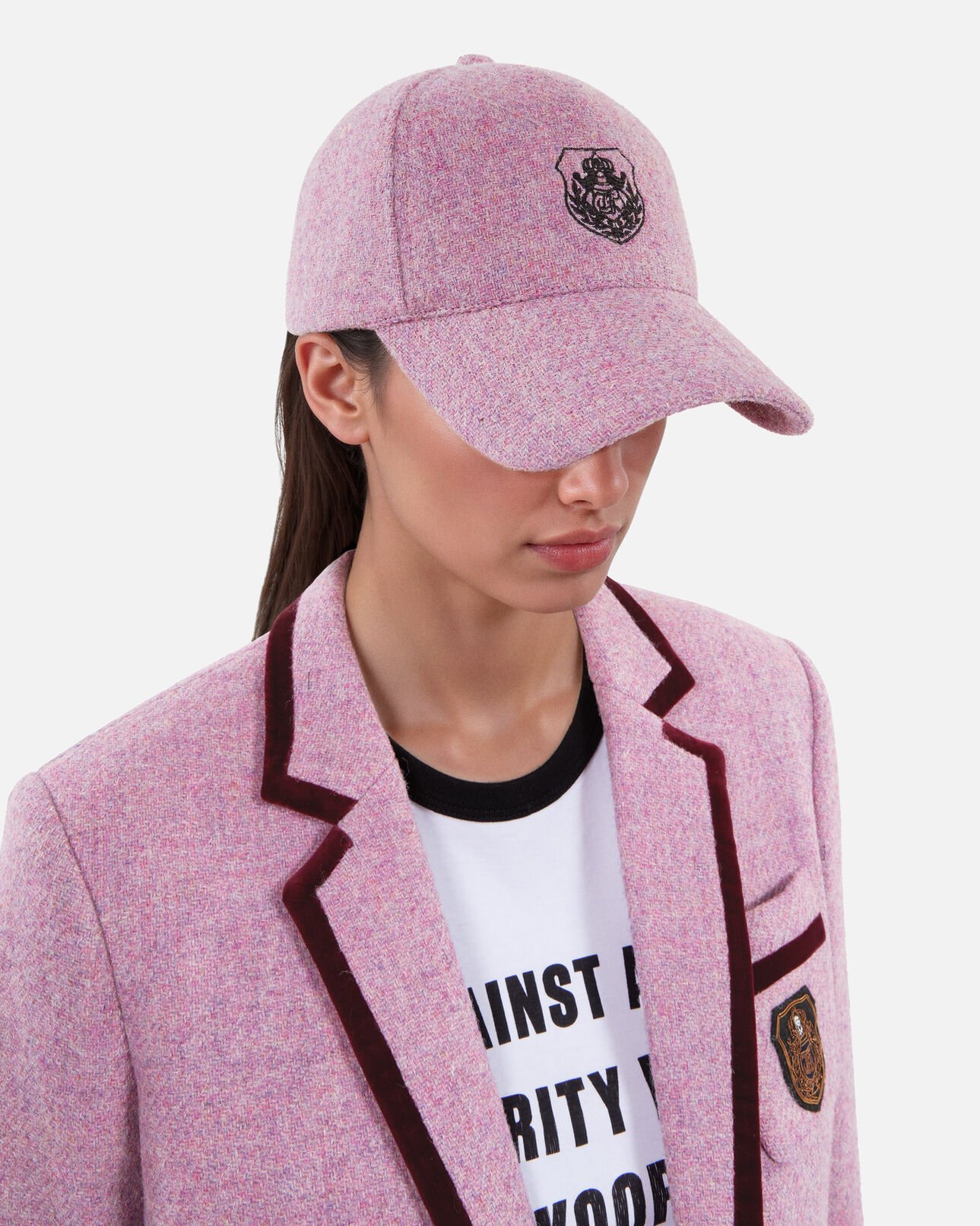 The Kooples MIXED PINK pink wool cap the kooples x harris tweed