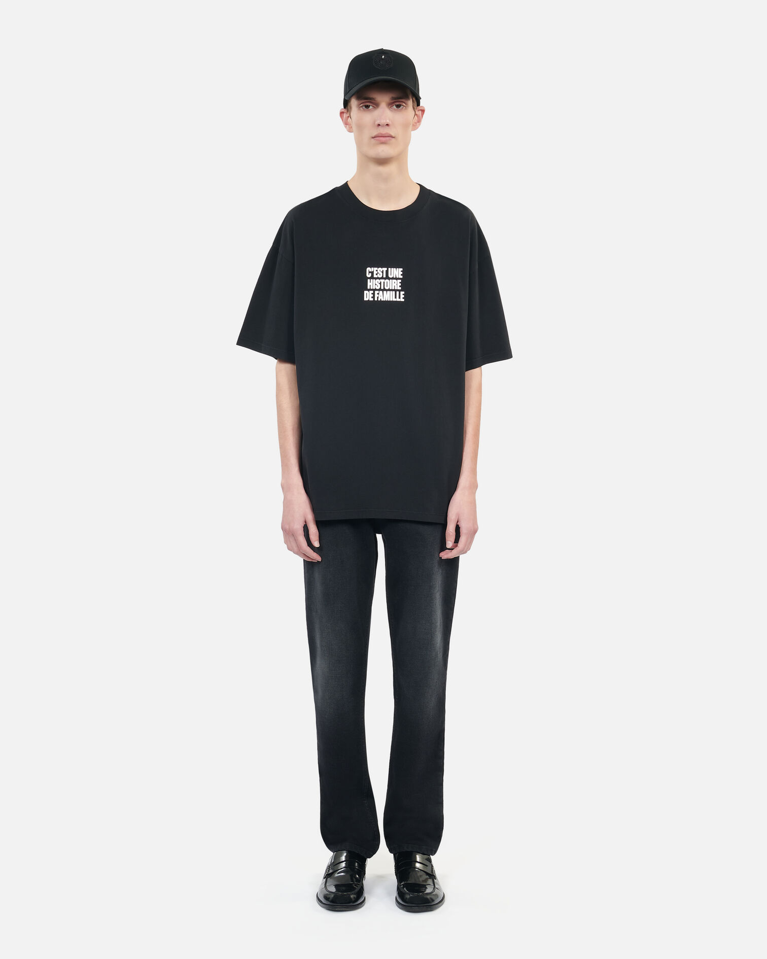 Black Histoire de famille serigraphy t-shirt, BLACK WASHED, hi-res image number null
