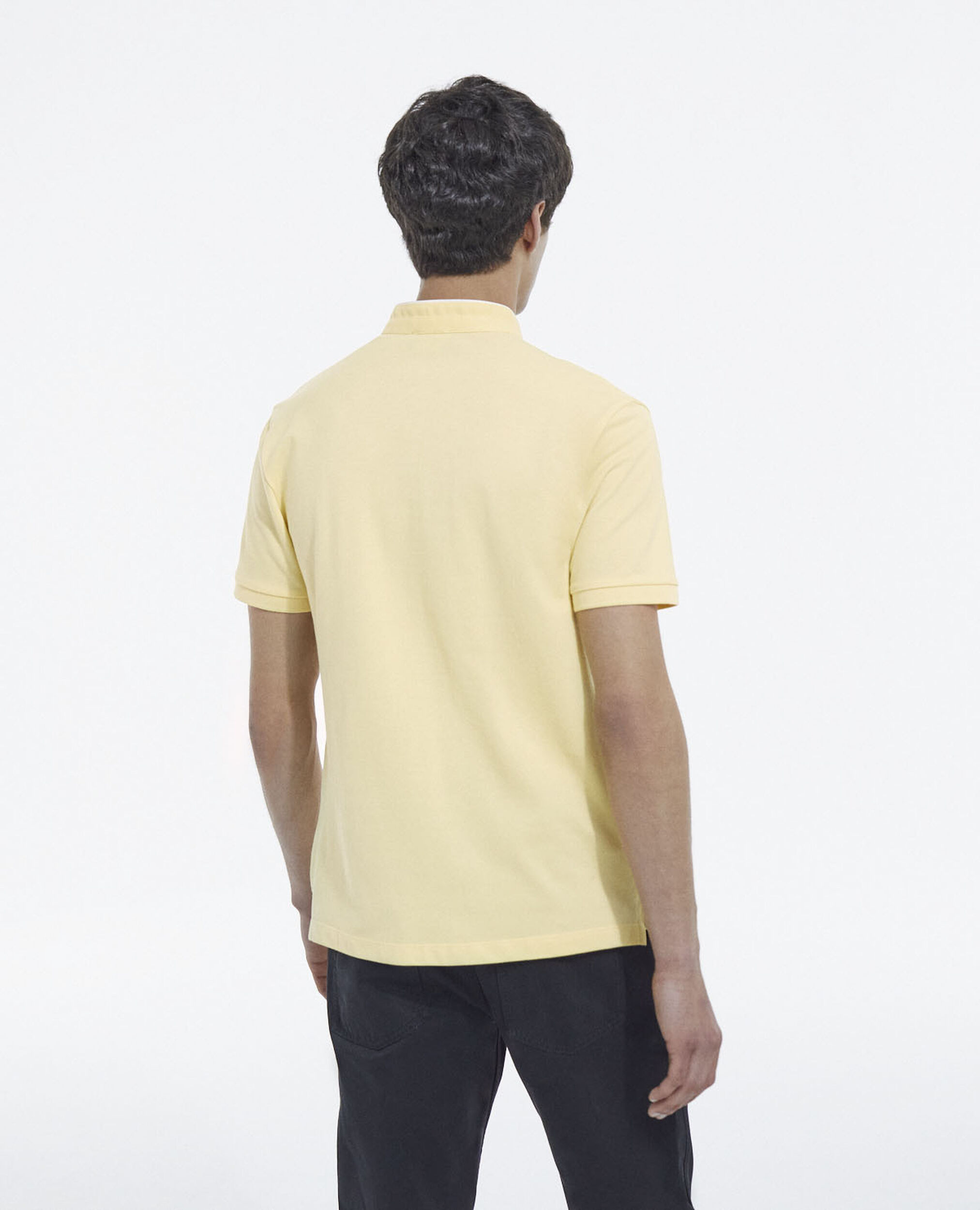 Yellow polo with officer collar - embroidery, VERY LT YELLOW/BLANC, hi-res image number null