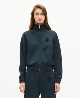 The Kooples WOMEN FOREST dark green zip-up sweatshirt