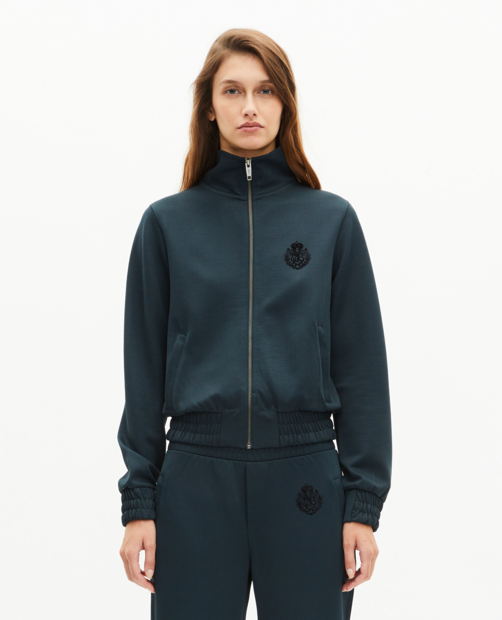 Dark green zip-up sweatshirt, FOREST, hi-res image number null