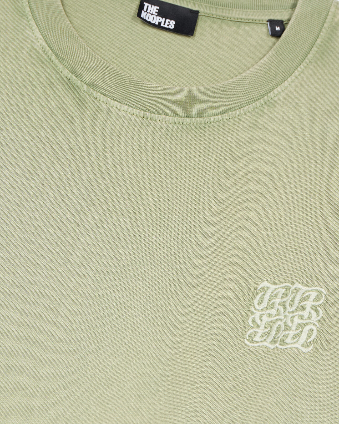The Kooples MEN KAKI GREY light green t-shirt with logo embroidery