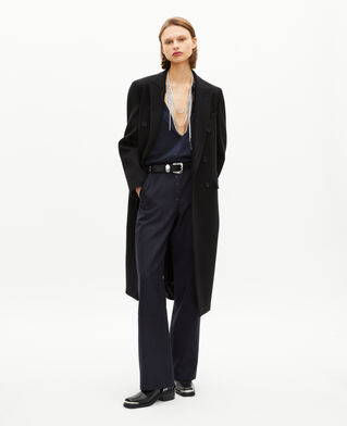 The Kooples FEMME BLACK manteau long croisé en laine noir