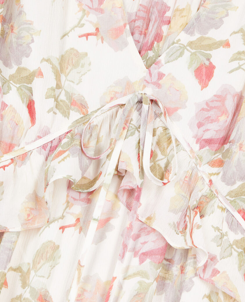 The Kooples FEMME BEIGE / RED robe longue avec imprim&eacute; fleuri en soie