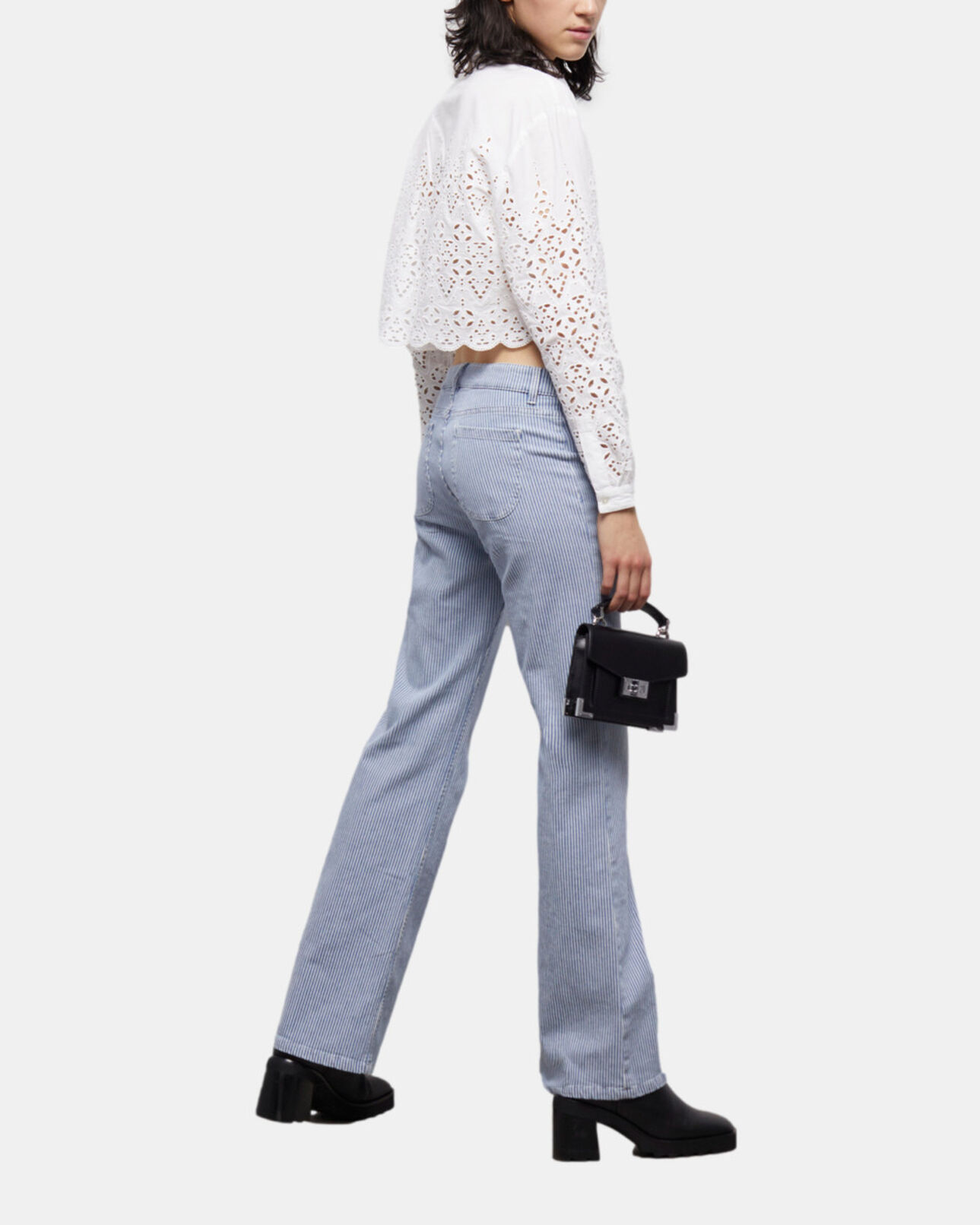 The Kooples DAMEN WHITE kurzes, weißes hemd mit englischer stickerei