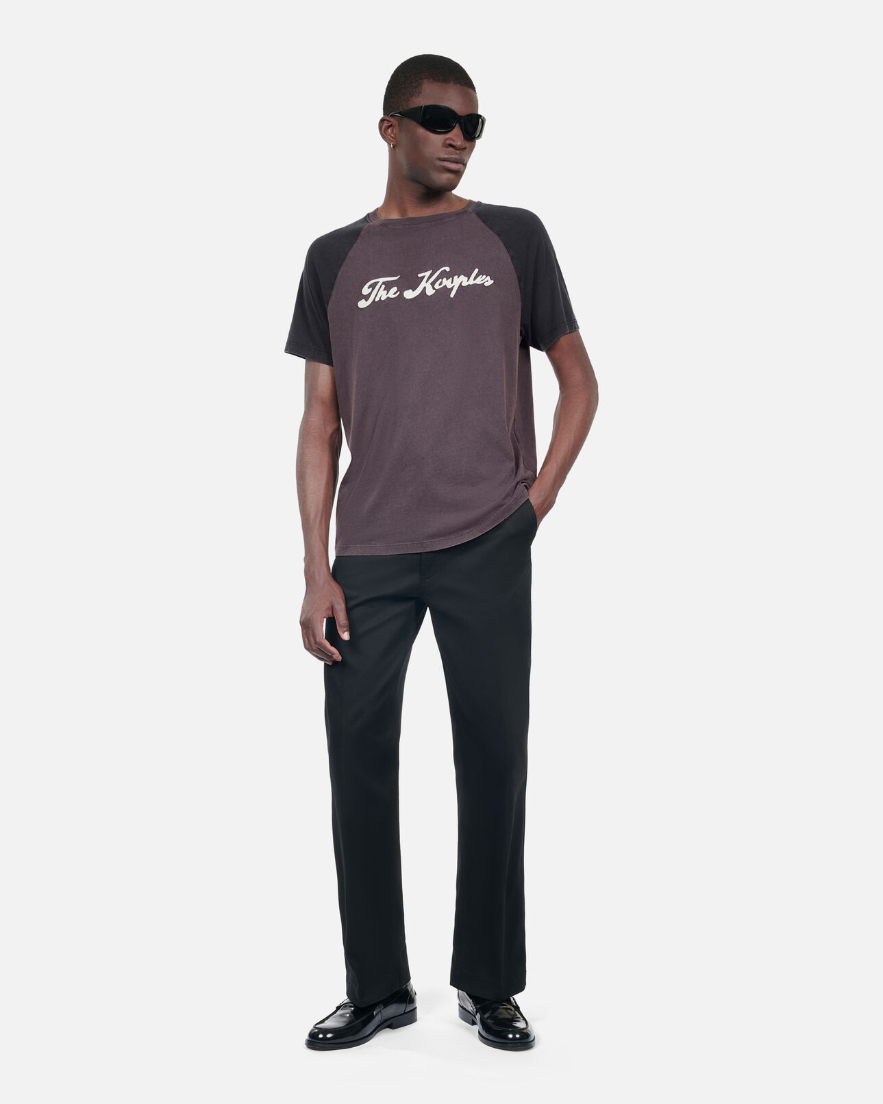 The Kooples MEN BLACK WASHED black next collection serigraphy t-shirt