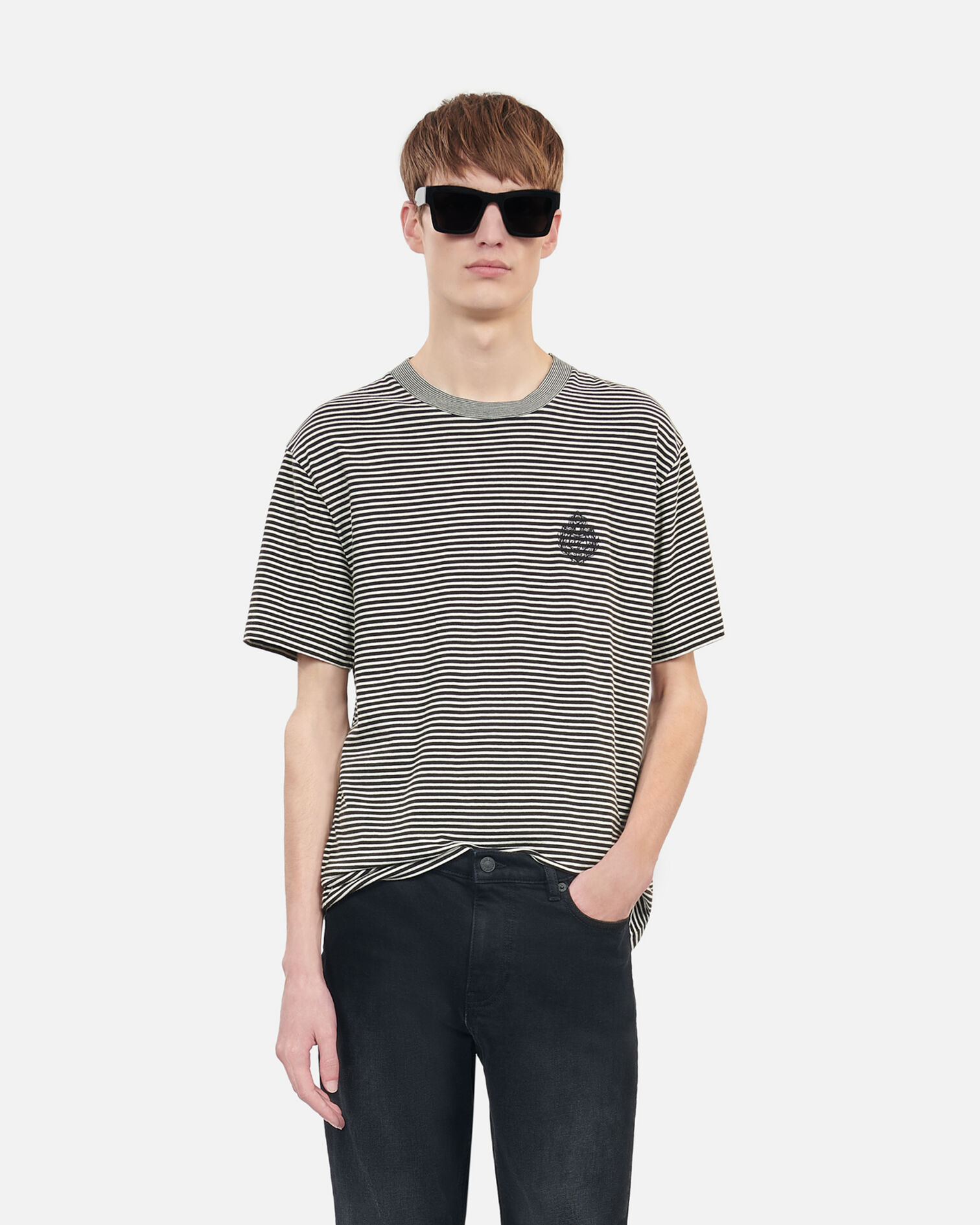 Striped Blazon t-shirt, BLACK / WHITE, hi-res image number null