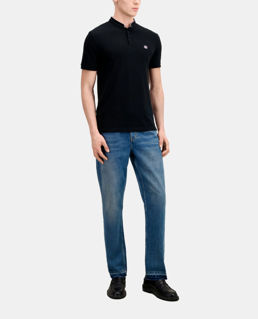 The Kooples HOMME BLACK / PINK polo noir en coton