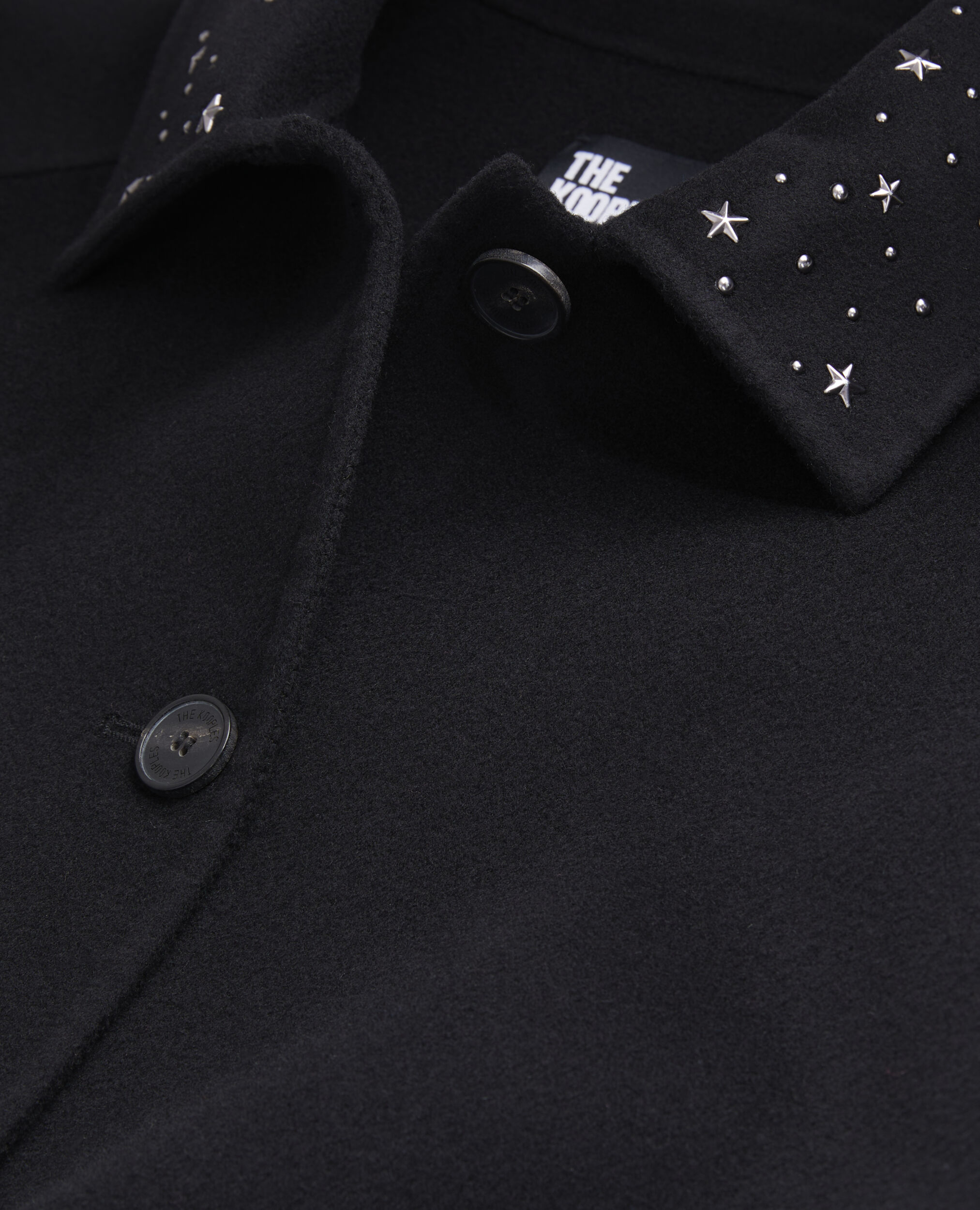Black overshirt type jacket with stars, BLACK, hi-res image number null