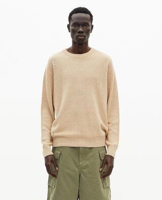 The Kooples HOMME ECRU pull en laine et lin écru