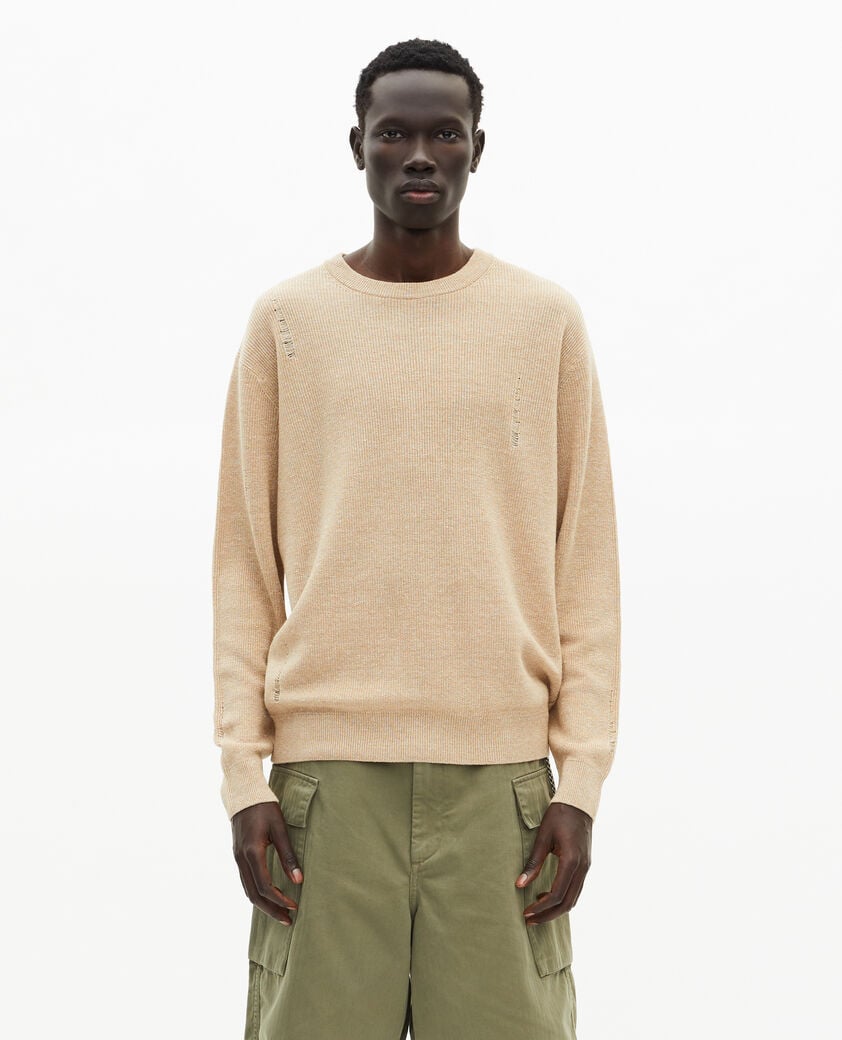 The Kooples HERREN ECRU pullover aus ungebleichter wolle und leinen
