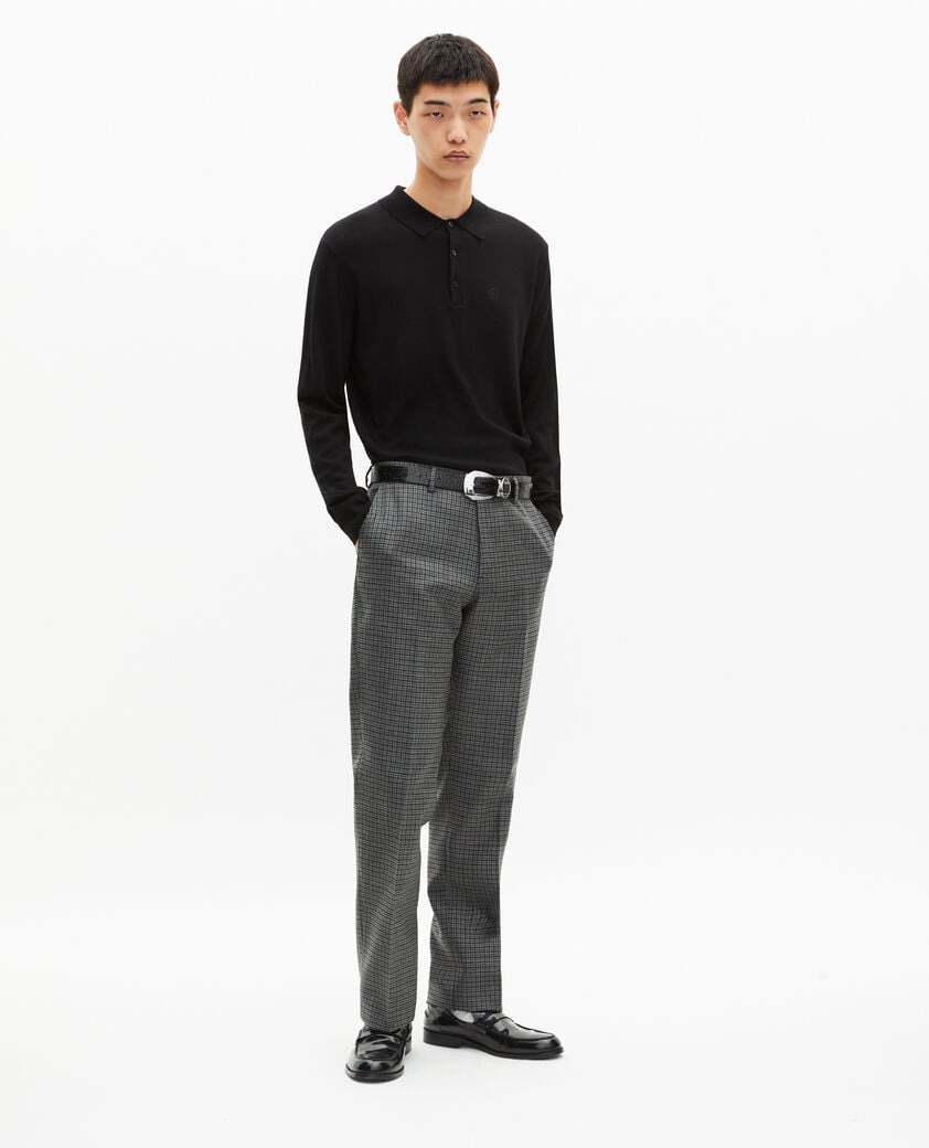 The Kooples HOMME GREY pantalon de costume droit en pied de poule noir et gris