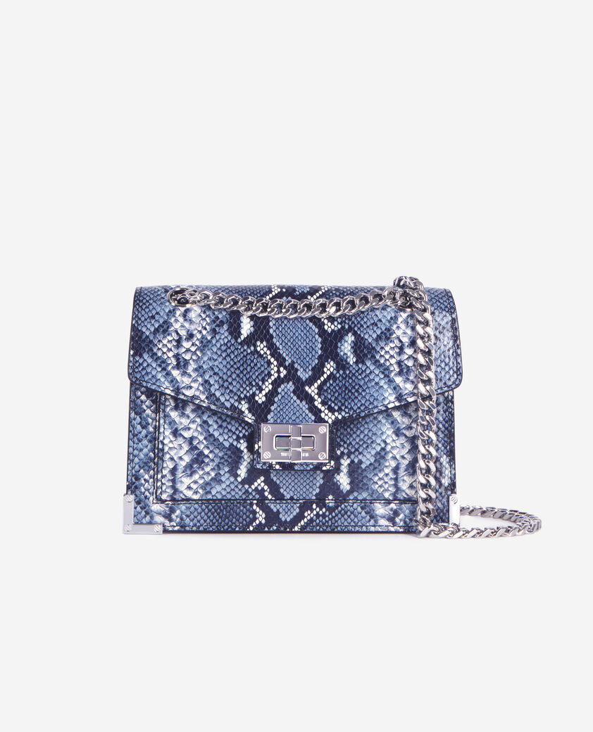 The Kooples WOMEN NAVY emily chain bag in blue python-effect leather