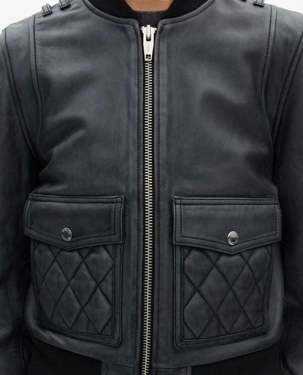 The Kooples DAMEN BLACK WASHED schwarze lederjacke