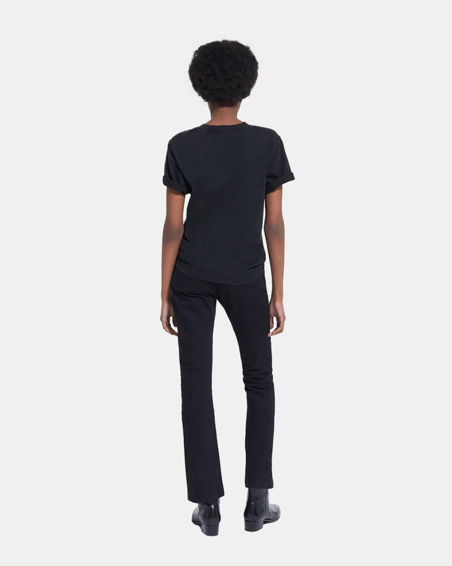 Black T-shirt with screen print, BLACK WASHED, hi-res image number null