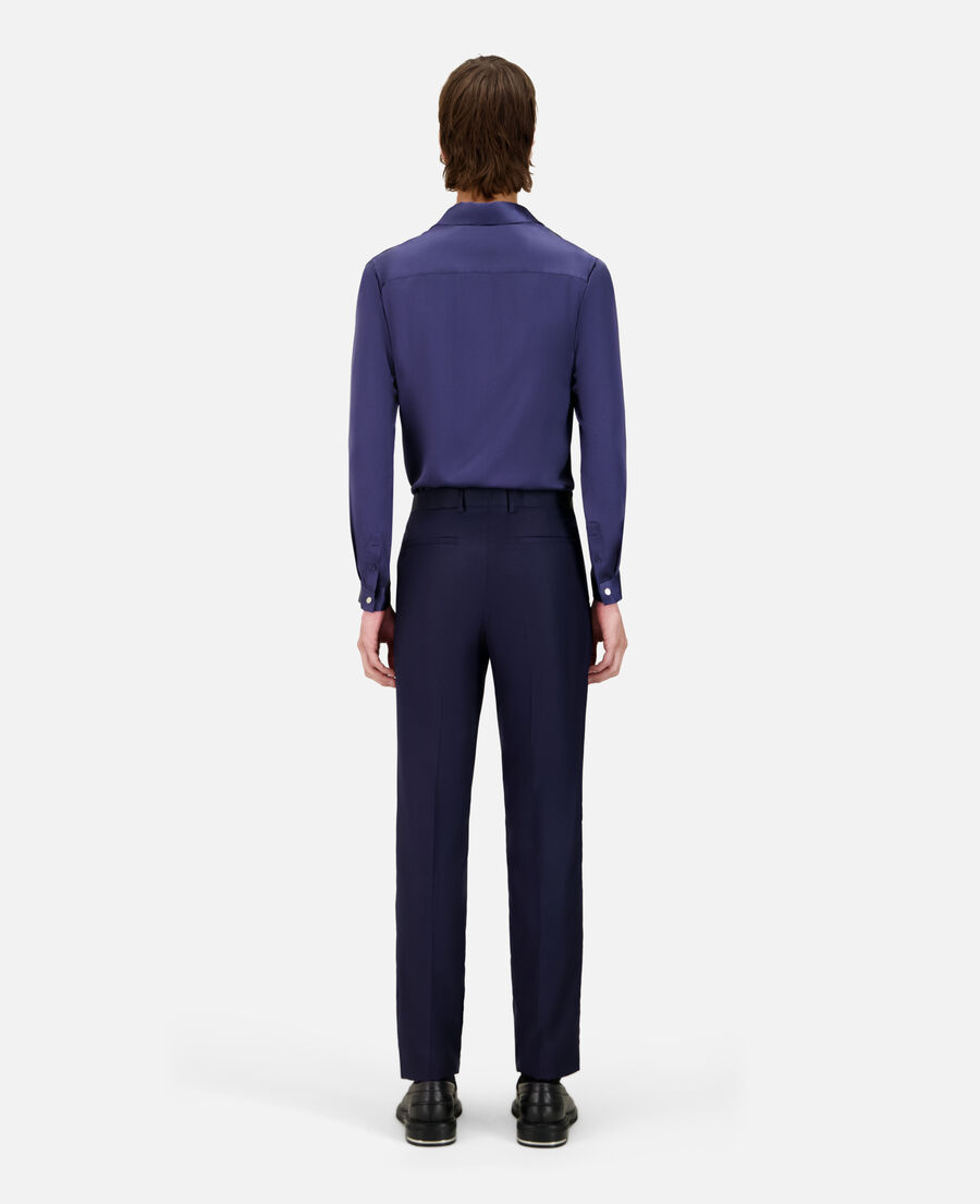 blue navy wool tuxedo trousers