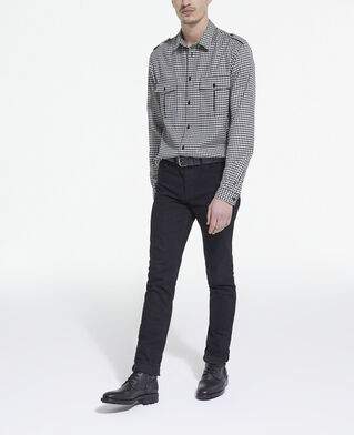 The Kooples HOMME BLACK WHITE chemise col classique en laine à carreaux