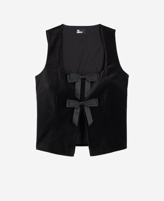 The Kooples WOMEN BLACK black velvet top 