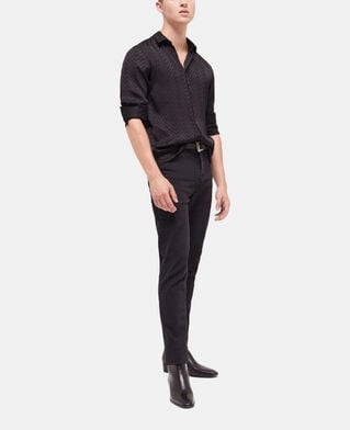 The Kooples MEN BLACK black jacquard shirt with classic collar