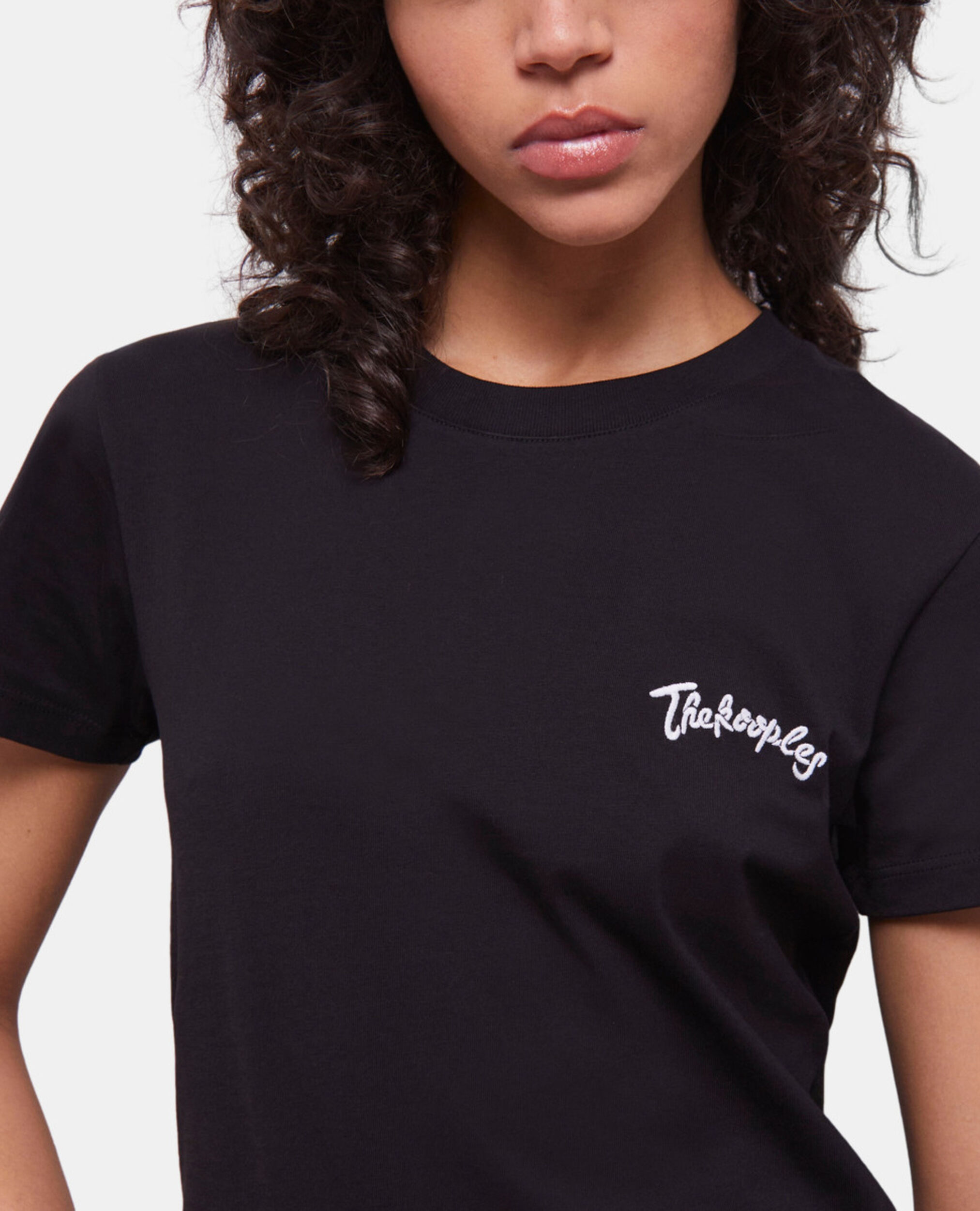 T-shirt Femme noir avec broderies, BLACK, hi-res image number null