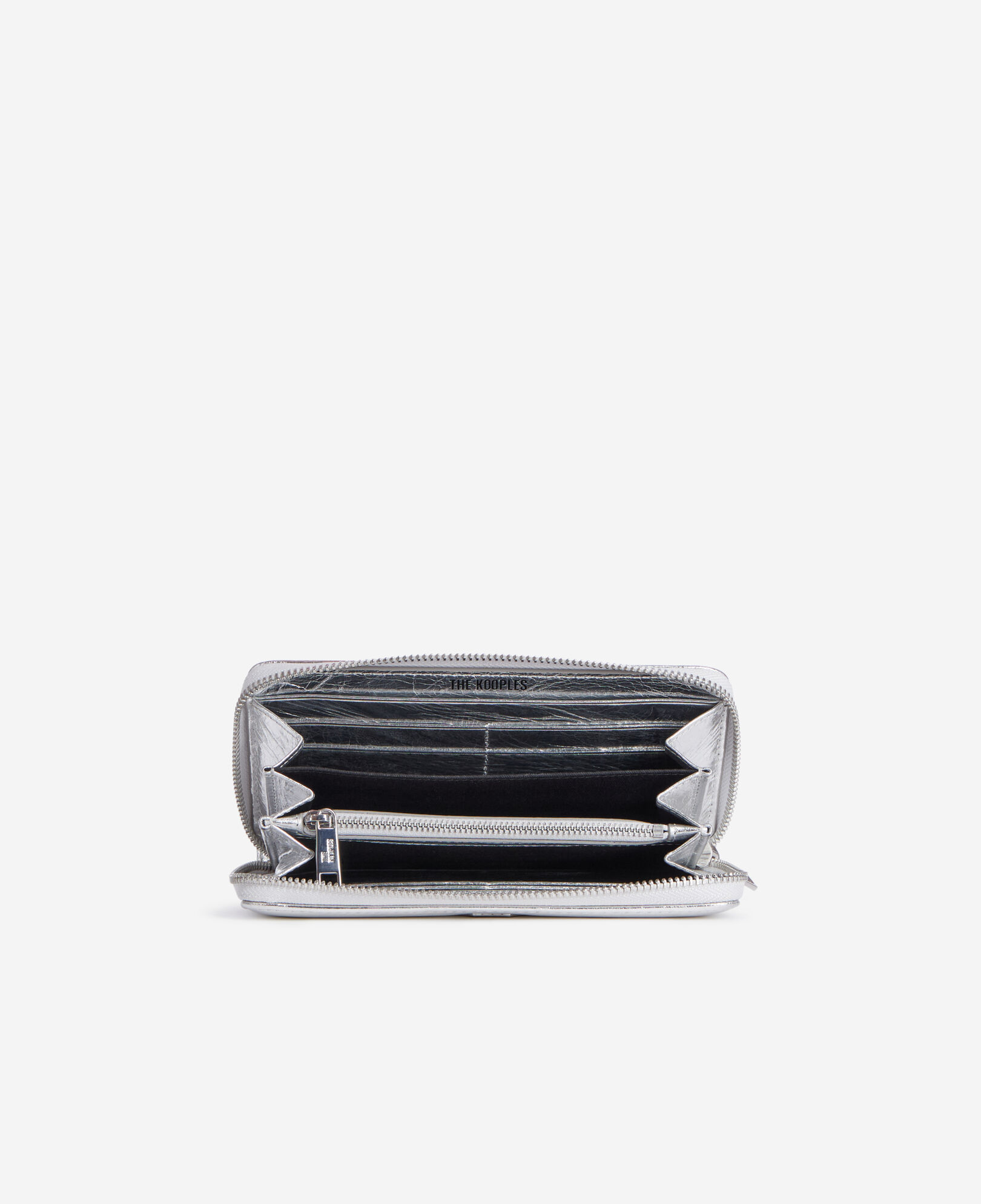 The Kooples FEMME SILVER portefeuille blason en cuir argenté